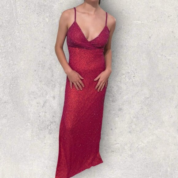 Vintage cache silk beaded maxi gown - Picture 10 of 12